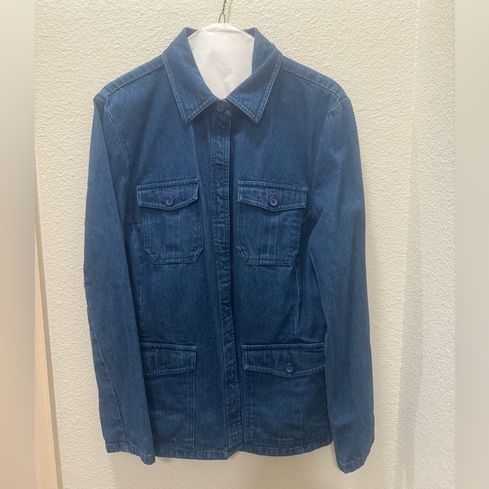 Talbots simple denim button down jacket